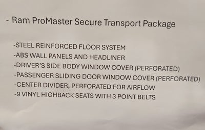 2023 RAM ProMaster 2500 11 Passenger Seating