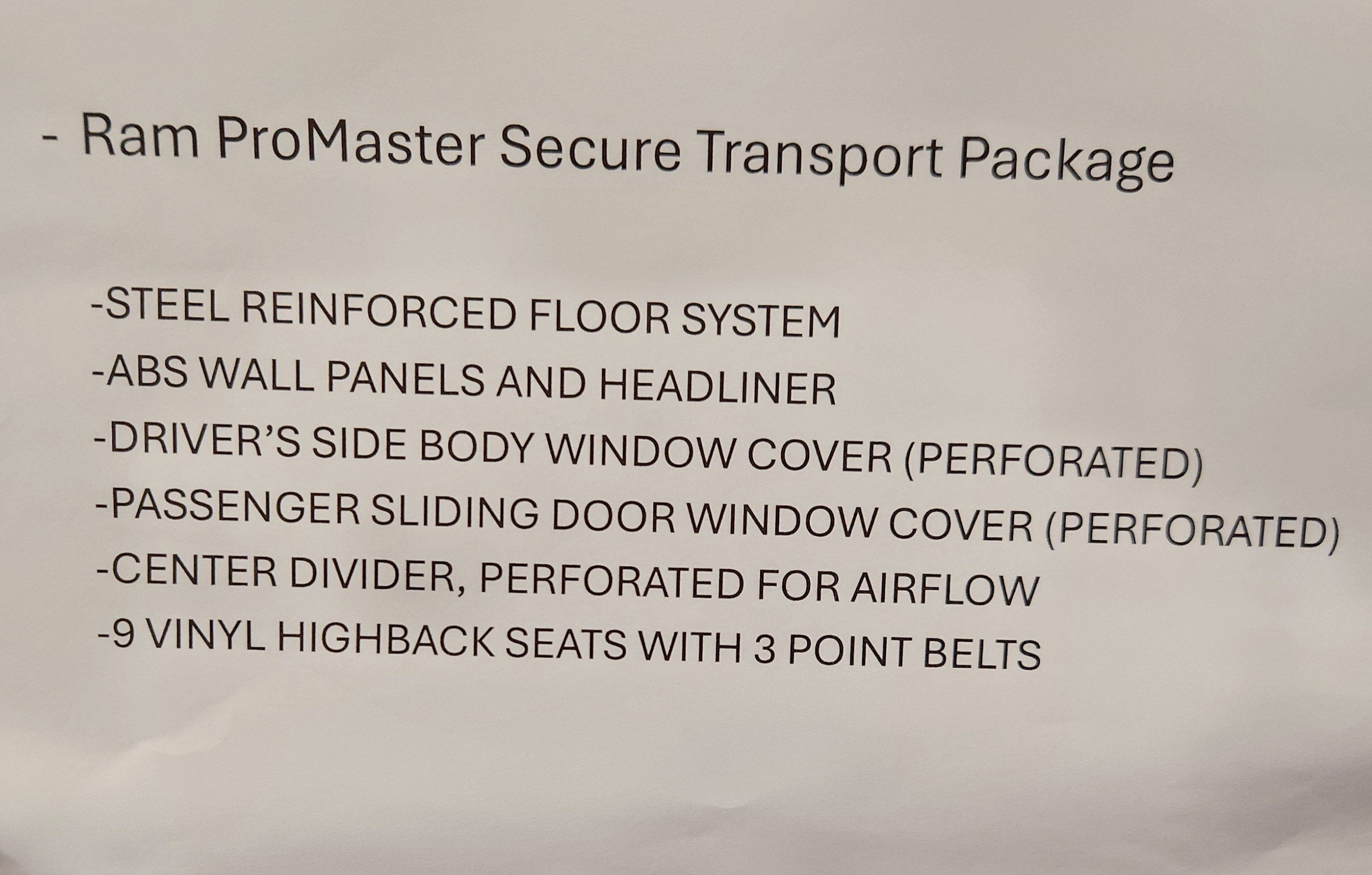 2023 RAM ProMaster 2500 11 Passenger Seating