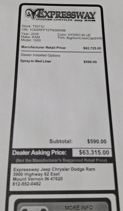 2026 RAM 1500 Big Horn 4x4 Crew Cab 5'7 Box