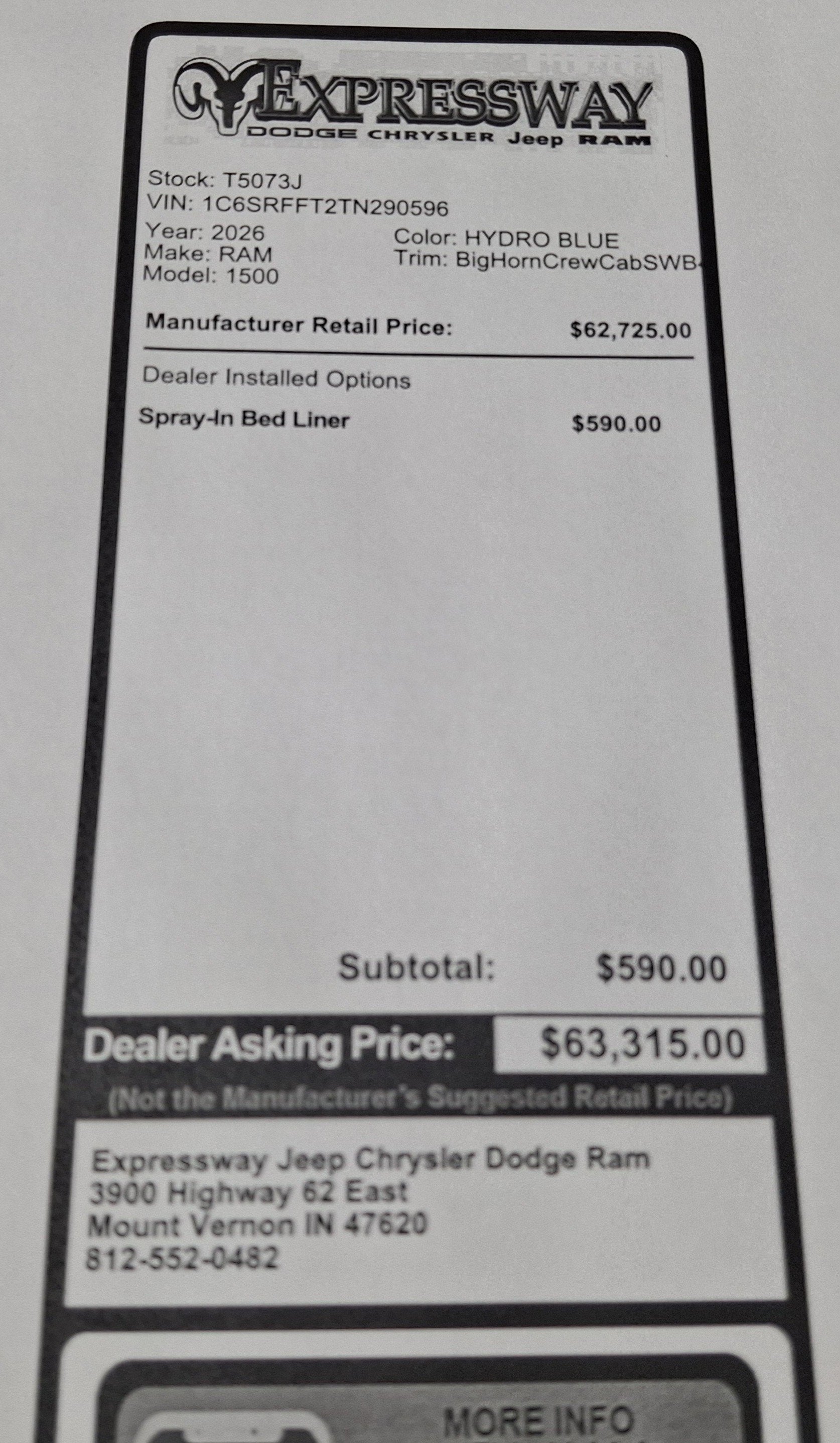 2026 RAM 1500 Big Horn 4x4 Crew Cab 5'7 Box