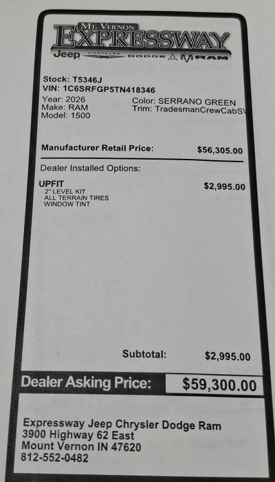 2026 RAM 1500 Express 4x4 Crew Cab 5'7 Box