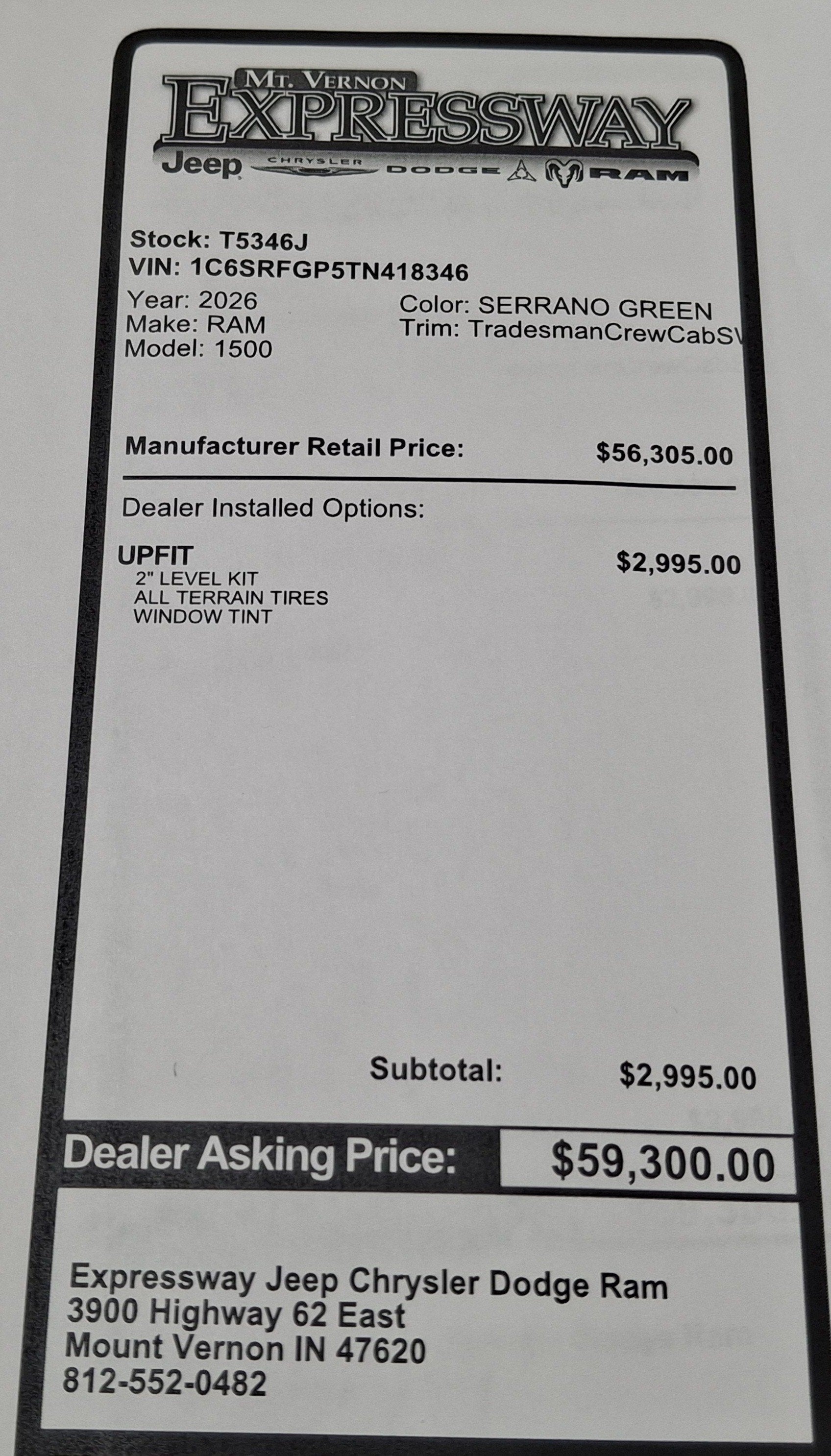 2026 RAM 1500 Express 4x4 Crew Cab 5'7 Box
