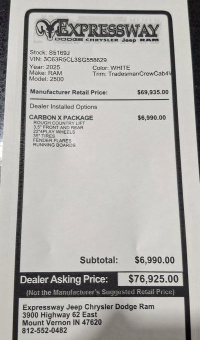 2025 RAM 2500 Tradesman 4x4 Crew Cab 6'4 Box