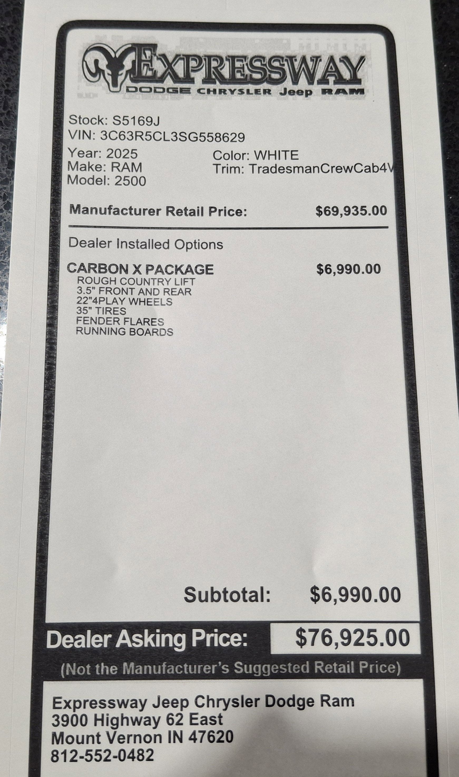 2025 RAM 2500 Tradesman 4x4 Crew Cab 6'4 Box