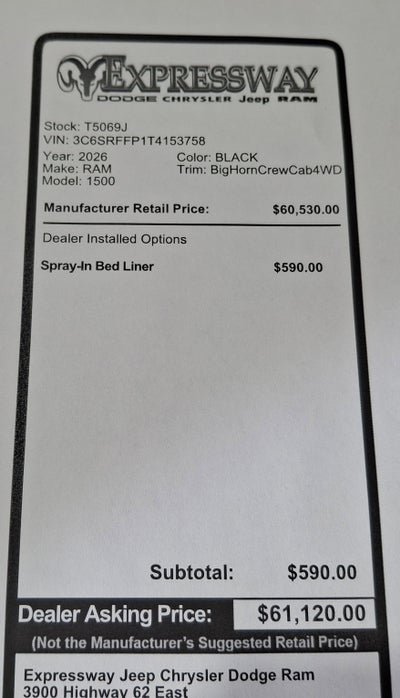 2026 RAM 1500 Big Horn 4x4 Crew Cab 5'7 Box