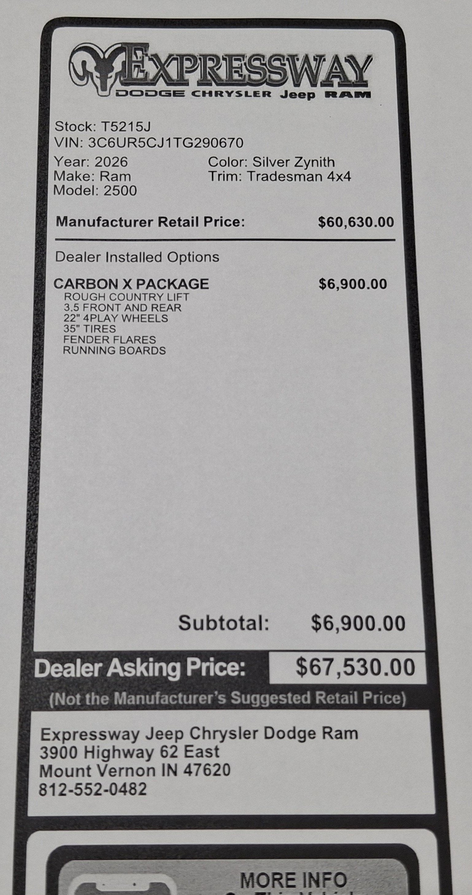 2026 RAM 2500 Tradesman 4x4 Crew Cab 6'4 Box