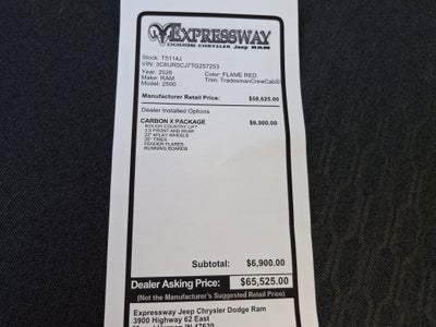 2026 RAM 2500 Tradesman 4x4 Crew Cab 6'4 Box