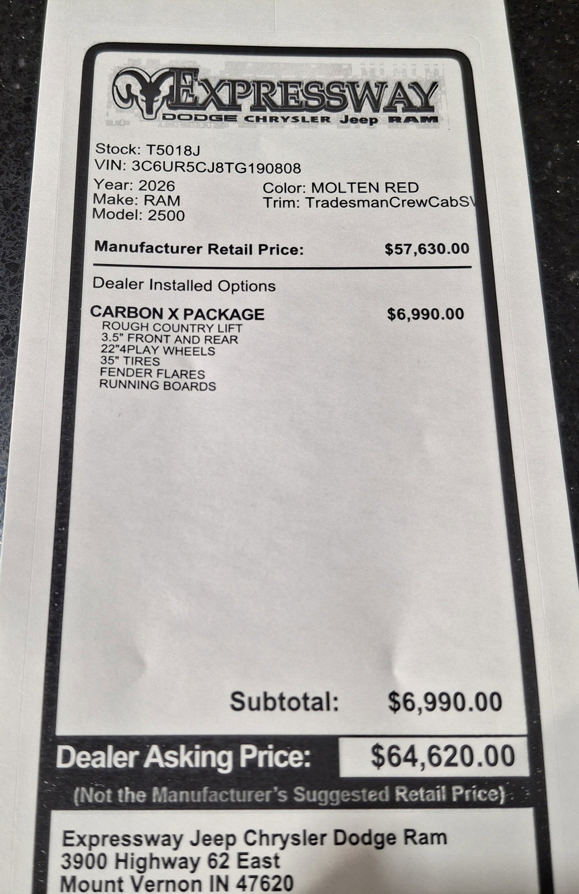 2026 RAM 2500 Tradesman 4x4 Crew Cab 6'4 Box