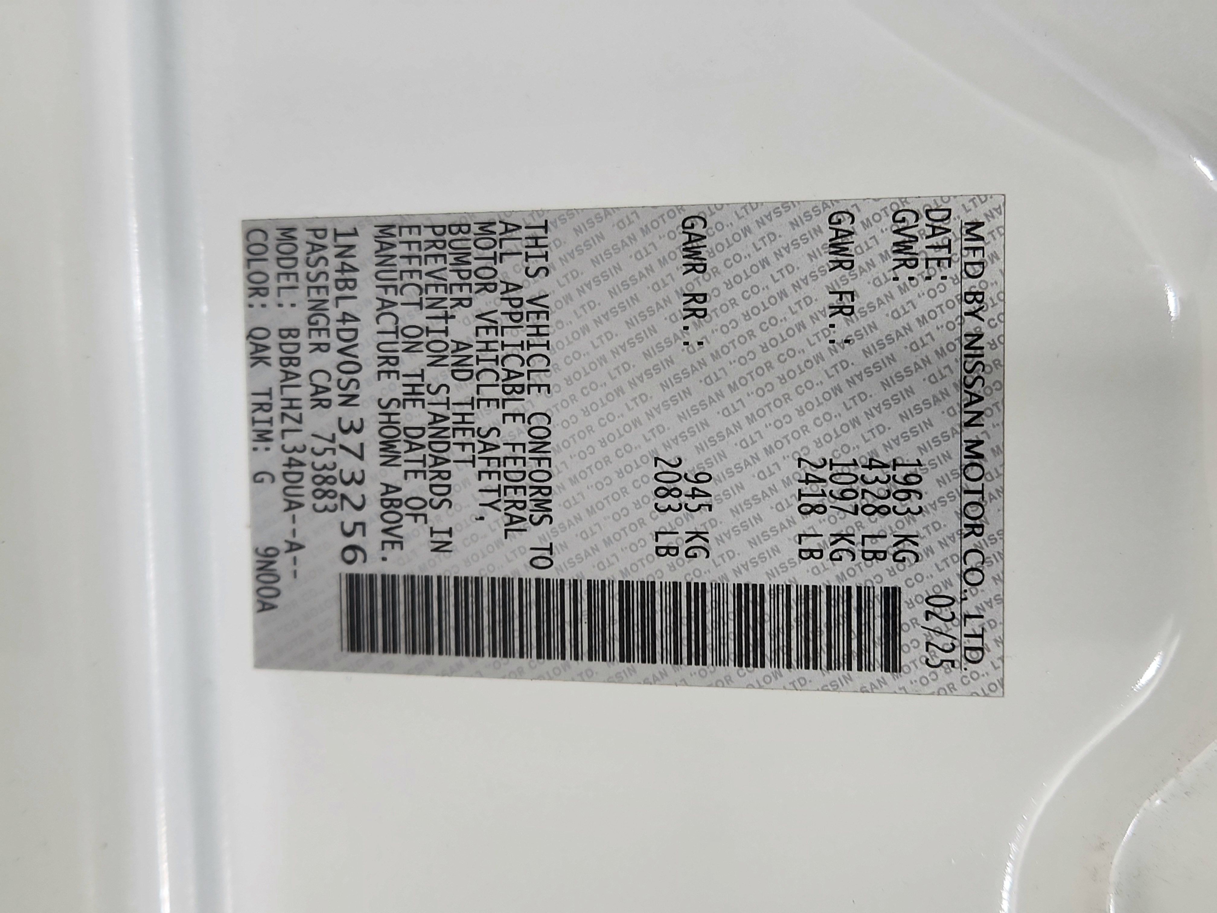 2025 Nissan Altima SV